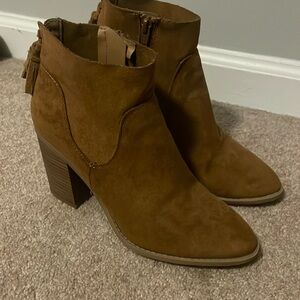 Brown suede booties